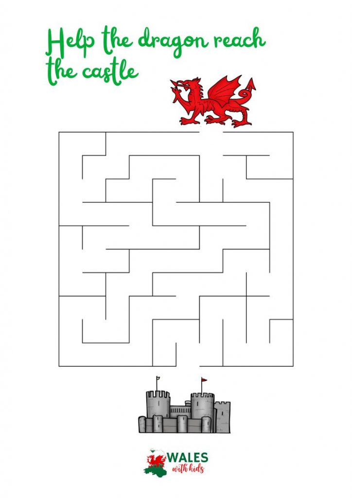 A welsh-themed maze where you need to help the dragon reach the castle